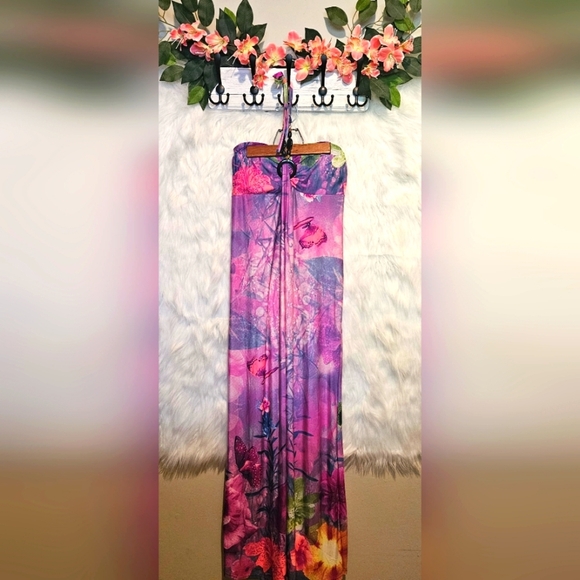 Angela Dresses & Skirts - Angela Tropical Beaded Halter Maxi Dress